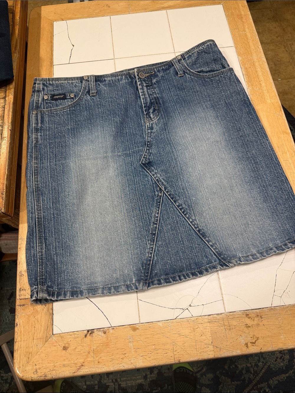 Squeeze Faded Blue Denim Mini Skirt